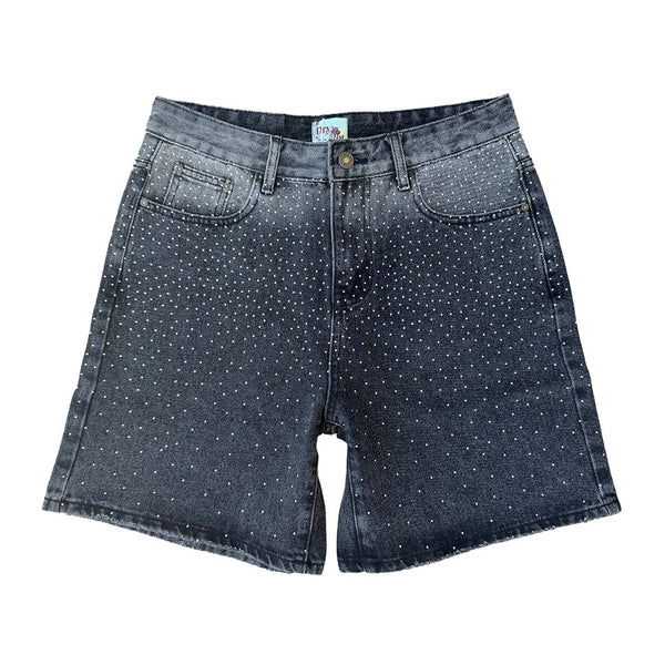 Dry Rot Black Rhinestone Faded Jean Shorts by Dry Rot - NWAHype 1 for streetwear Shorts in USA