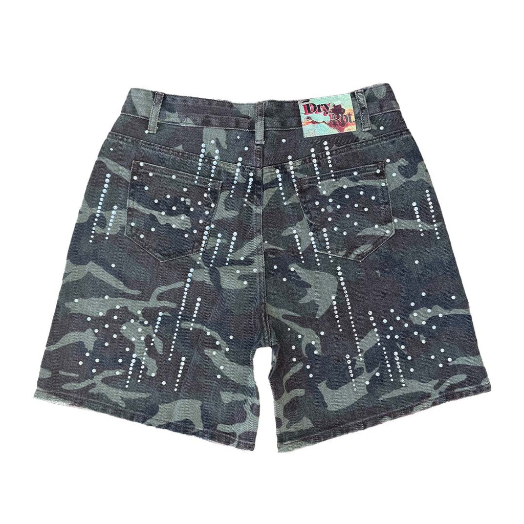 Dry Rot Camo Rhinestone Jean Shorts by Dry Rot - NWAHype 1 for streetwear Shorts in USA