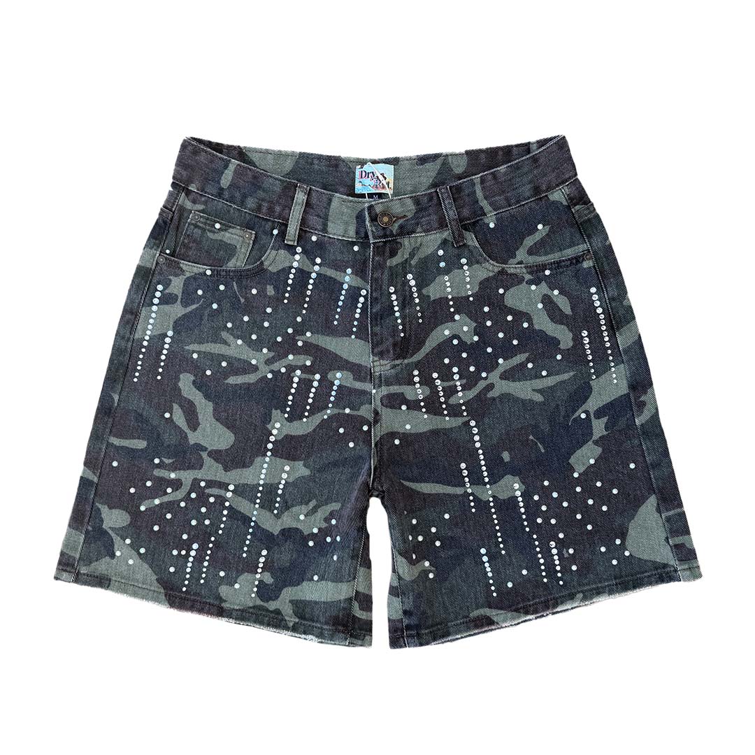 Dry Rot Camo Rhinestone Jean Shorts by Dry Rot - NWAHype 1 for streetwear Shorts in USA