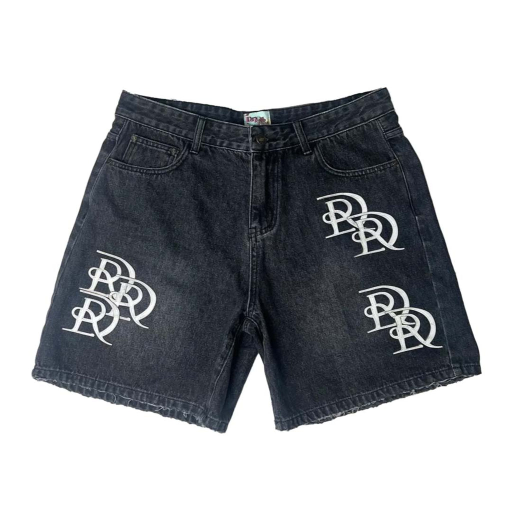 Dry Rot DR Leather Patch Denim Shorts Black by Dry Rot - NWAHYPE No.1 for streetwear Shorts in USA