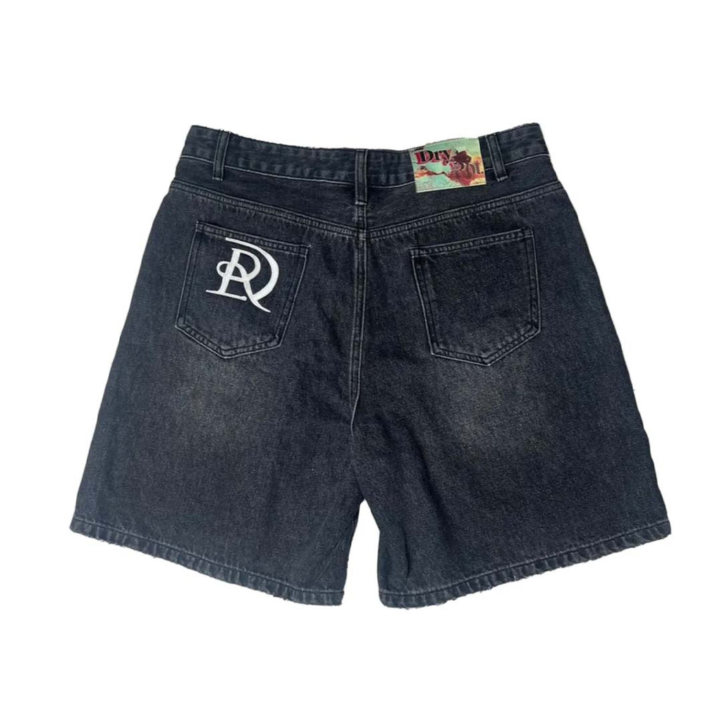 Dry Rot DR Leather Patch Denim Shorts Black by Dry Rot - NWAHYPE No.1 for streetwear Shorts in USA