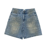 Dry Rot Light Blue Sand Wash Rhinestone Shorts by Dry Rot - NWAHype 1 for streetwear Shorts in USA