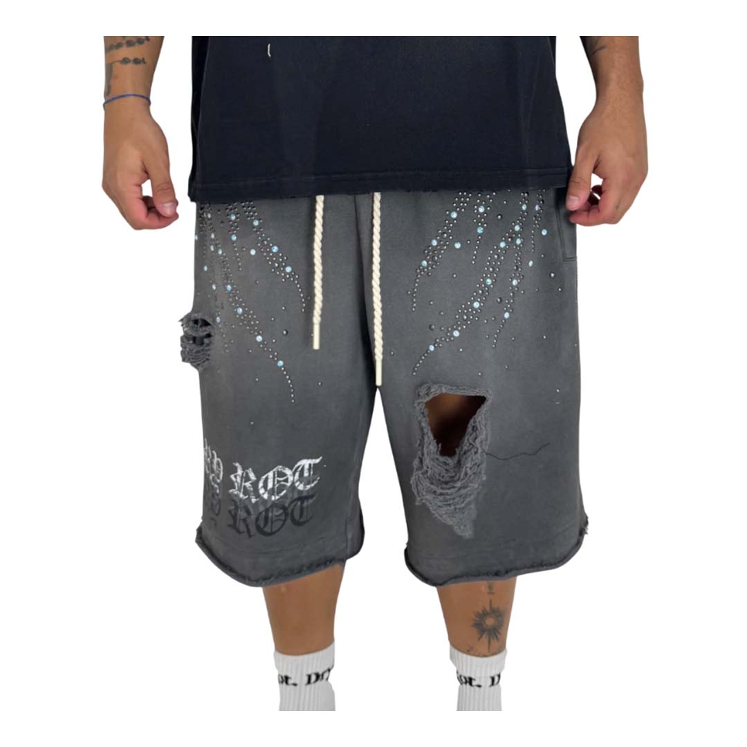 Dry Rot Midnight Fray Cotton Shorts Faded Black by Dry Rot - NWAHYPE No.1 for streetwear Shorts in USA