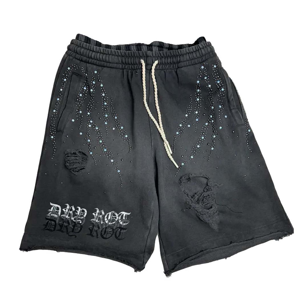 Dry Rot Midnight Fray Cotton Shorts Faded Black by Dry Rot - NWAHYPE No.1 for streetwear Shorts in USA
