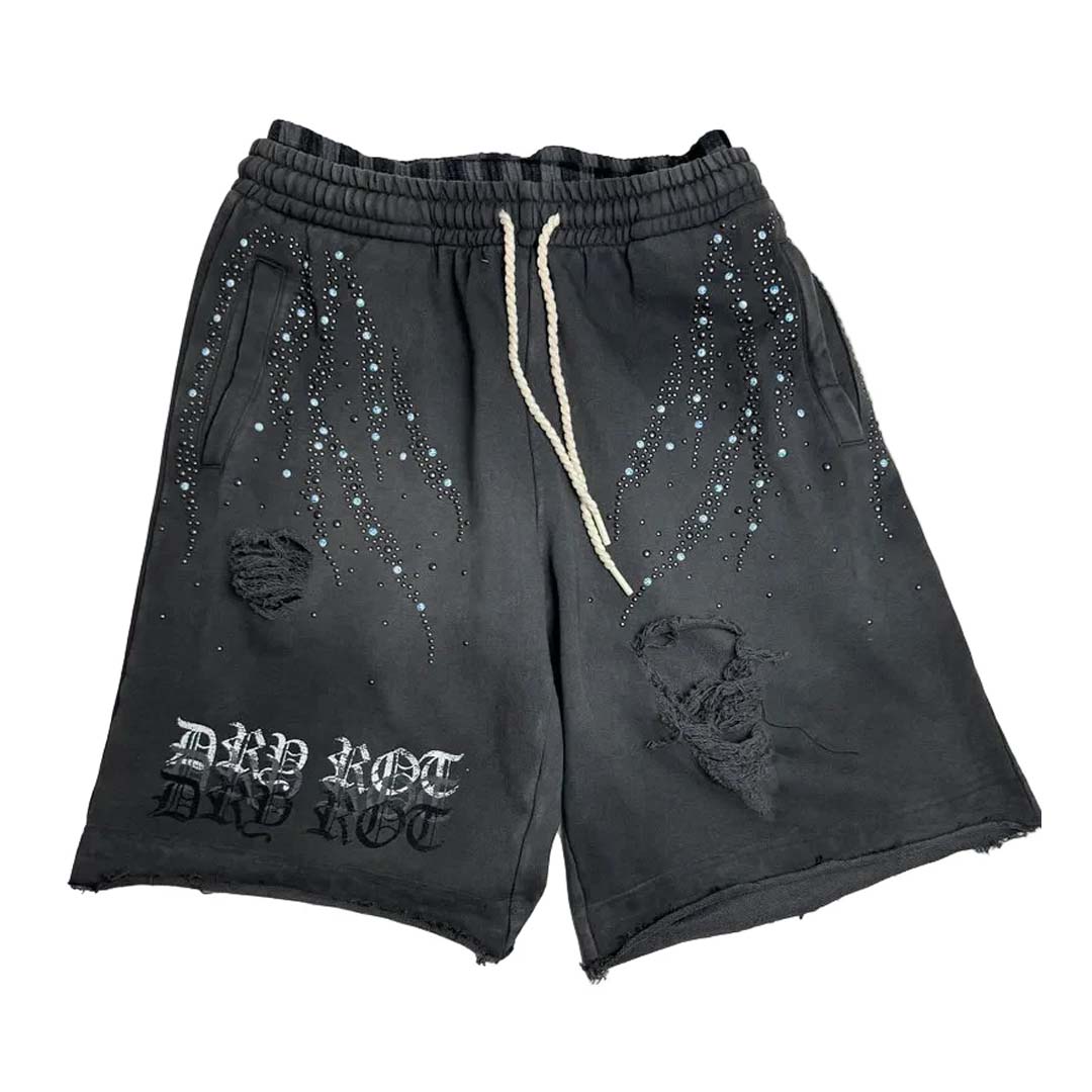Dry Rot Midnight Fray Cotton Shorts Faded Black by Dry Rot - NWAHYPE No.1 for streetwear Shorts in USA