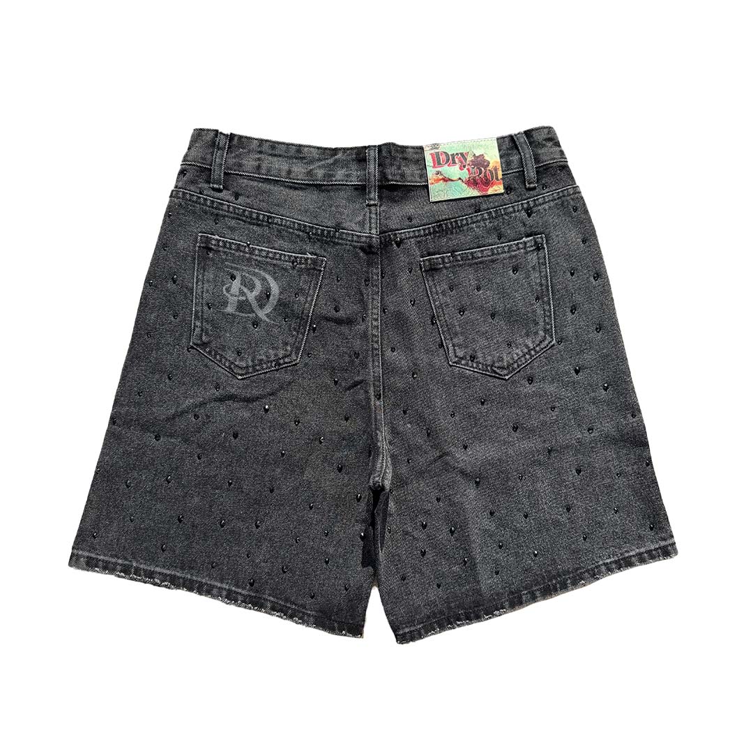 Dry Rot Rhinestone Black Jean Shorts by Dry Rot - NWAHype 1 for streetwear Shorts in USA