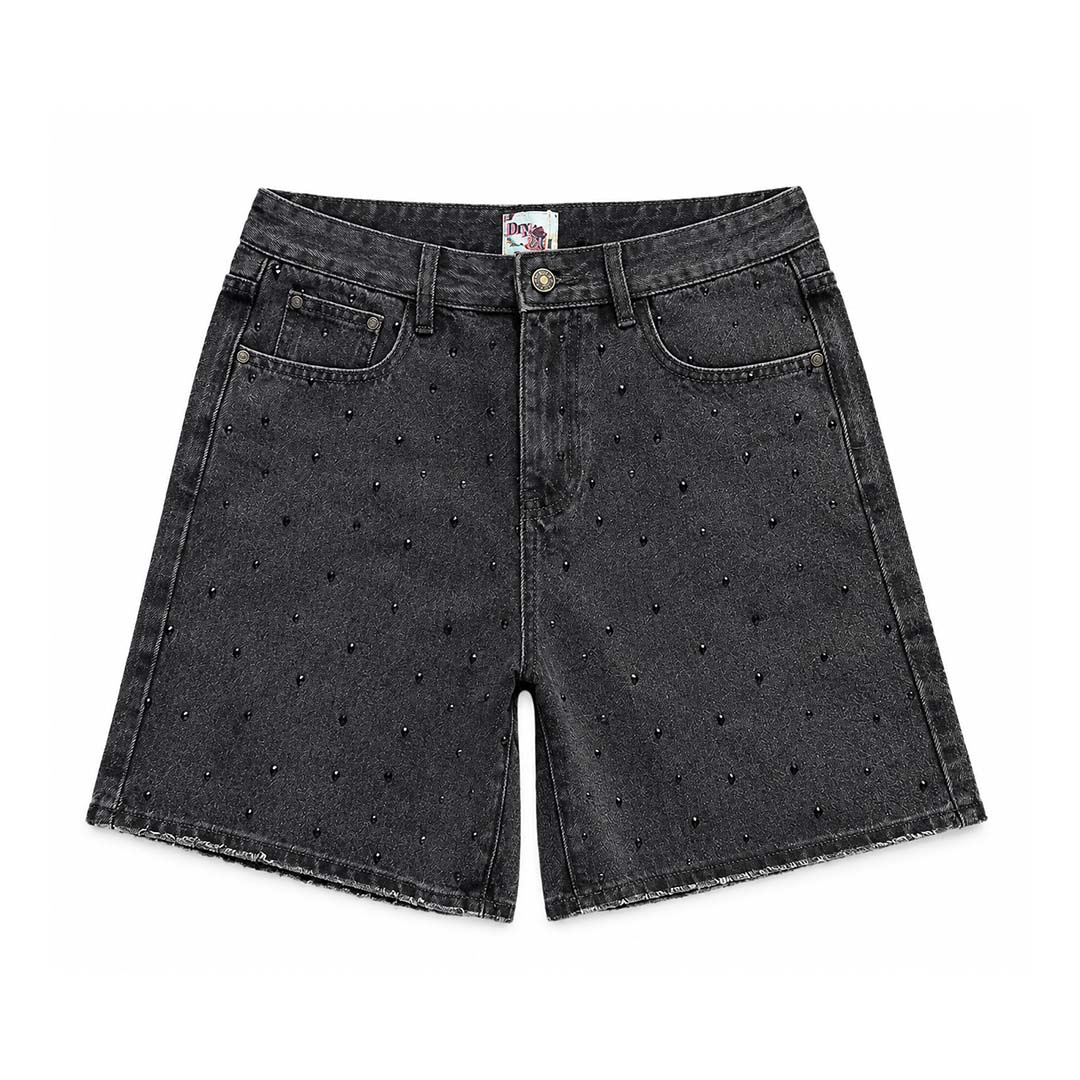 Dry Rot Rhinestone Black Jean Shorts by Dry Rot - NWAHYPE No.1 for streetwear Shorts in USA