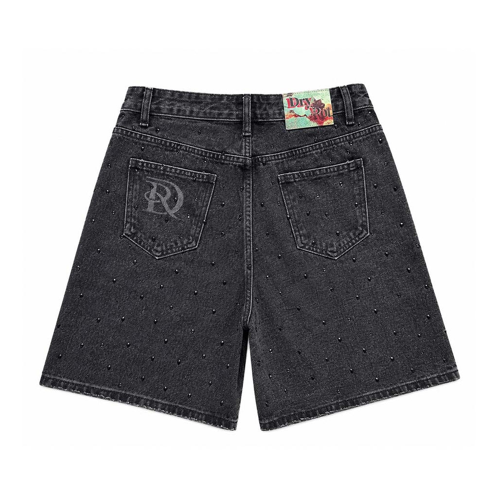 Dry Rot Rhinestone Black Jean Shorts by Dry Rot - NWAHYPE No.1 for streetwear Shorts in USA