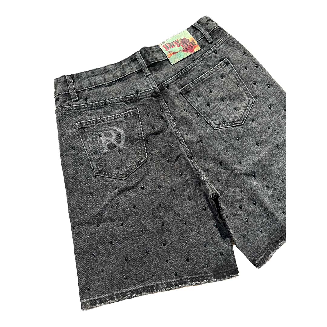 Dry Rot Rhinestone Black Jean Shorts by Dry Rot - NWAHype 1 for streetwear Shorts in USA