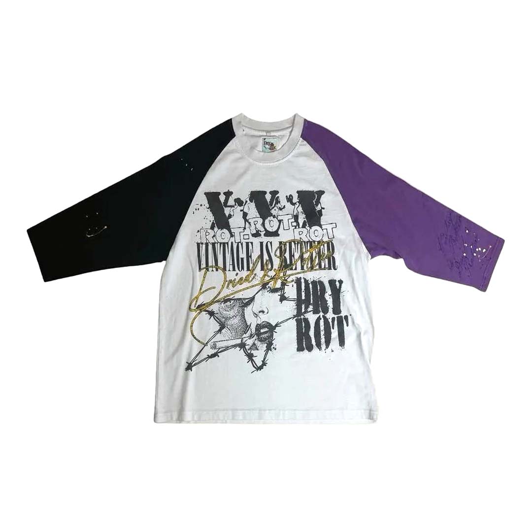Dry Rot Rotten is Better Mid Sleeve Tee White Purple Black by Dry Rot - NWAHYPE No.1 for streetwear T-Shirts in USA
