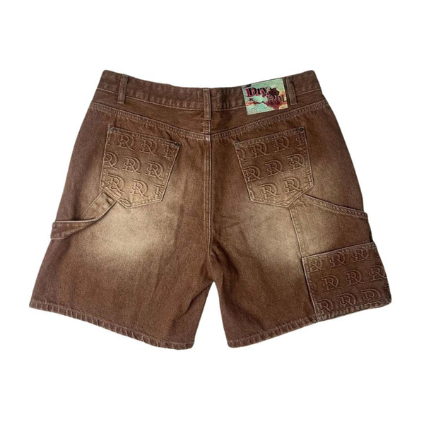 Dry Rot Stamped Double Knee Cargo Shorts Brown by Dry Rot - NWAHype No.1 for streetwear Shorts in USA