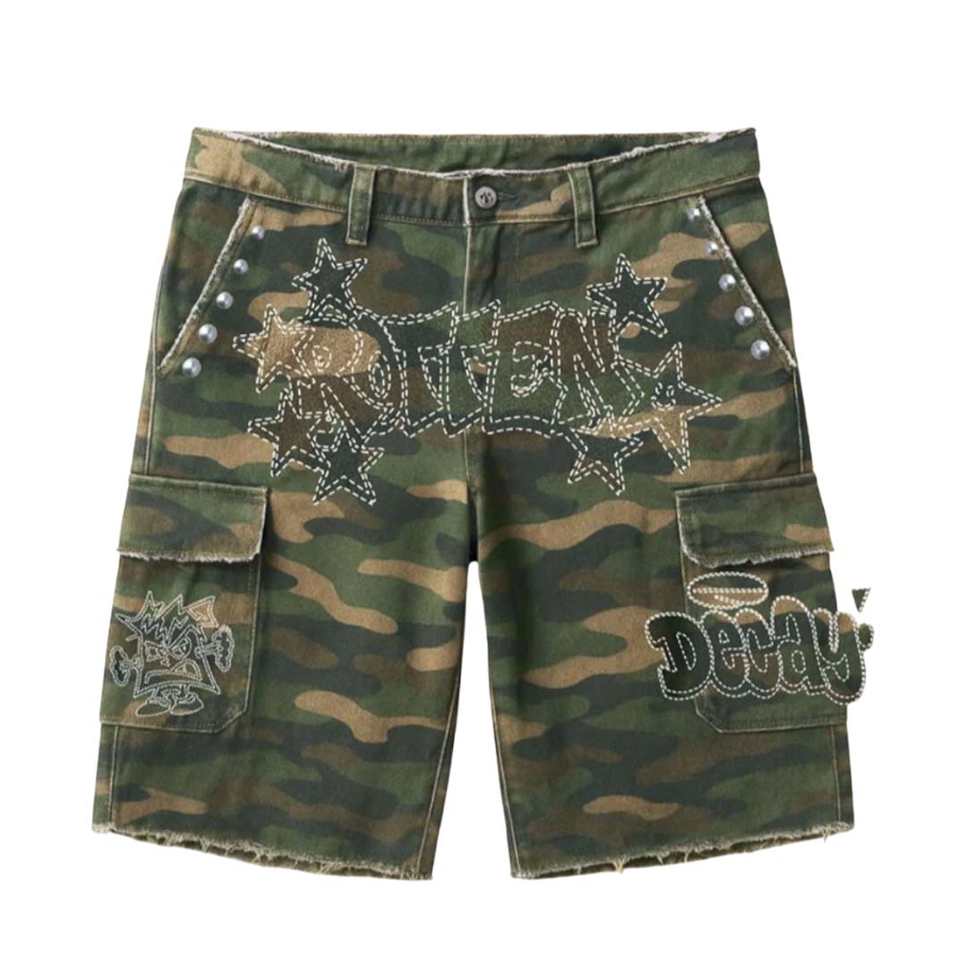 Dry Rot Unruly Camo Cargo Shorts Green by Dry Rot - NWAHYPE No.1 for streetwear Shorts in USA