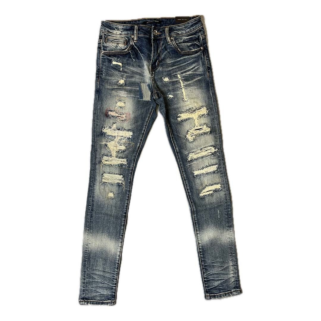 Embellish Moreau Blue Distress Denim Jeans by Embellish Denim - NWAHype 1 for streetwear Pants in USA