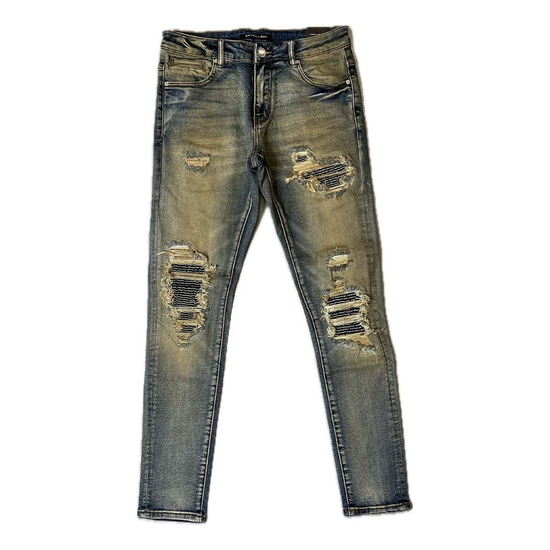 Embellish Rowan Rip & Repair Sand Wash Denim Jeans by Embellish Denim - NWAHype 1 for streetwear Pants in USA