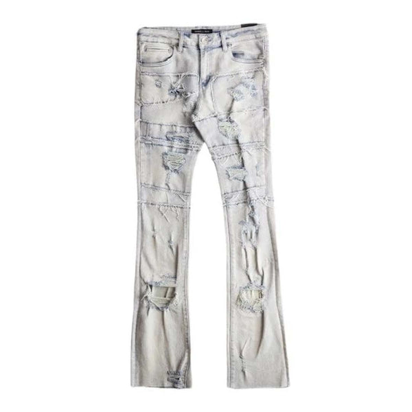 Embellish Stacked Flare Jeans Indigo Bleach by Embellish Denim - NWAHYPE No.1 for streetwear Pants in USA