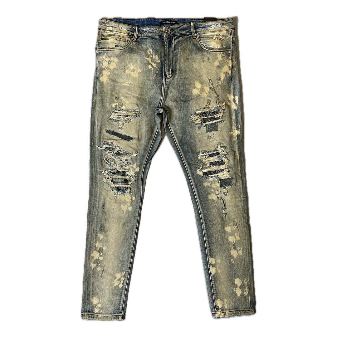 Embellish Trevino Rip & Repair Light Blue Denim Jeans by Embellish Denim - NWAHype 1 for streetwear Pants in USA