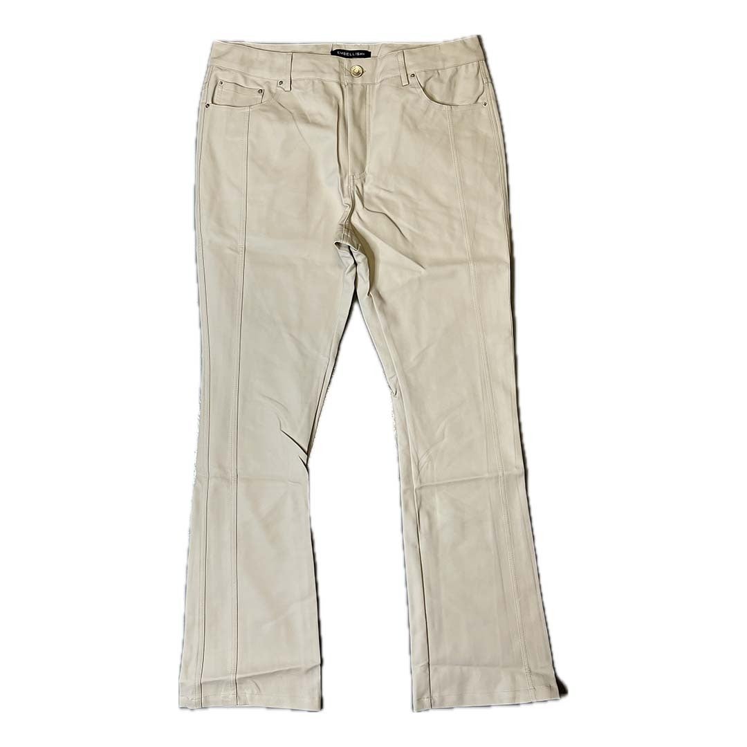 Embellish White Leather Flare Pant Jeans by Embellish Denim - NWAHype 1 for streetwear Pants in USA