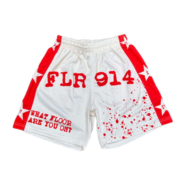Floor 914 All Star Mesh Shorts White Red by Floor 914 - NWAHype 1 for streetwear Shorts in USA