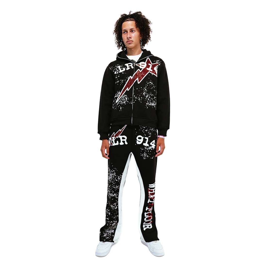 Floor 914 All Star Sweatsuit Hoodie & Sweatpants Black Red by Floor 914 - NWAHype 1 for streetwear Hoodies in USA