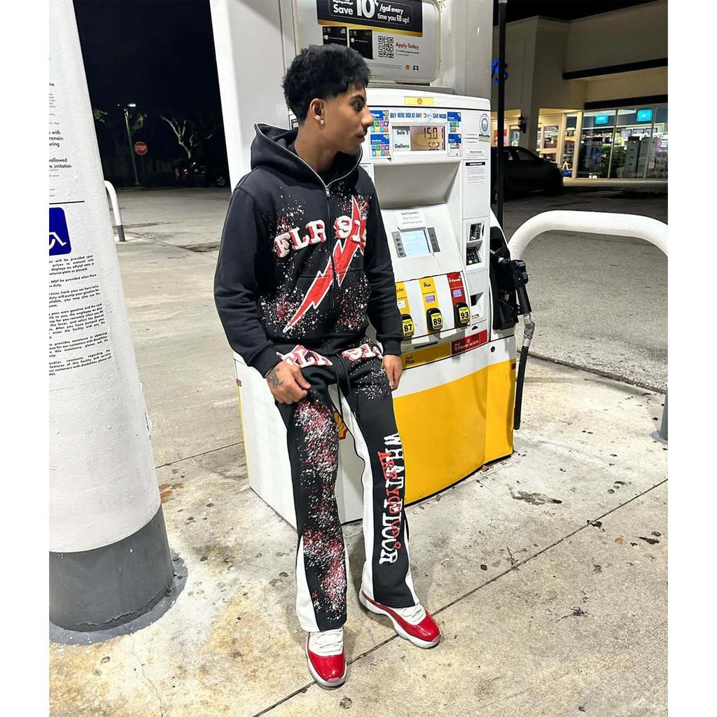 Floor 914 All Star Sweatsuit Hoodie & Sweatpants Black Red by Floor 914 - NWAHype 1 for streetwear Hoodies in USA