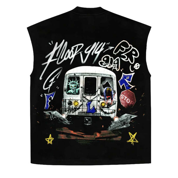 Floor 914 Clown City Black Sleeveless Tee by Floor 914 - NWAHYPE No.1 for streetwear T-Shirts in USA