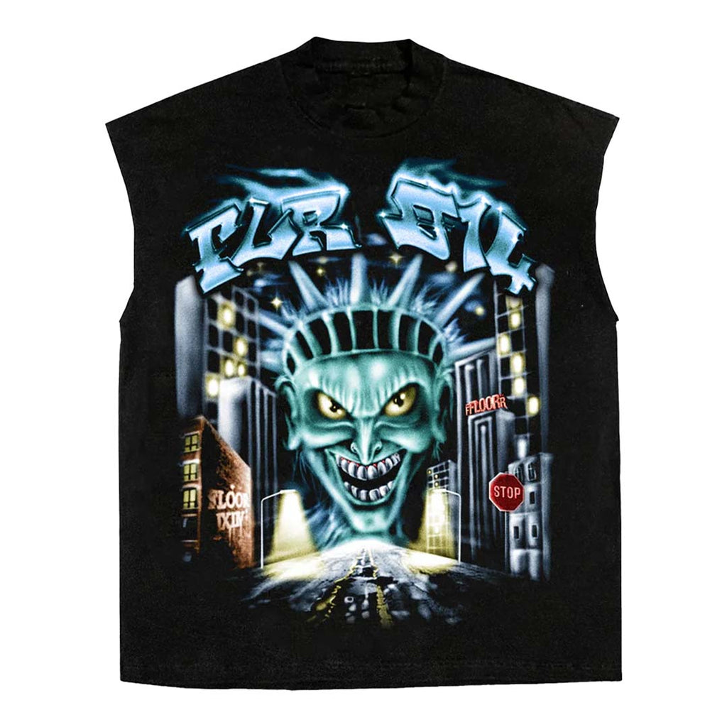 Floor 914 Clown City Black Sleeveless Tee by Floor 914 - NWAHYPE No.1 for streetwear T-Shirts in USA