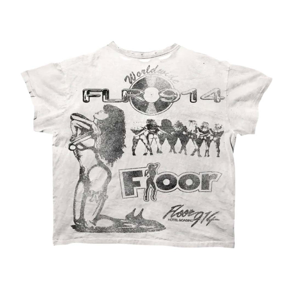 Floor 914 Club 914 Dirty Wash White Tee by Floor 914 - NWAHYPE No.1 for streetwear T-Shirts in USA