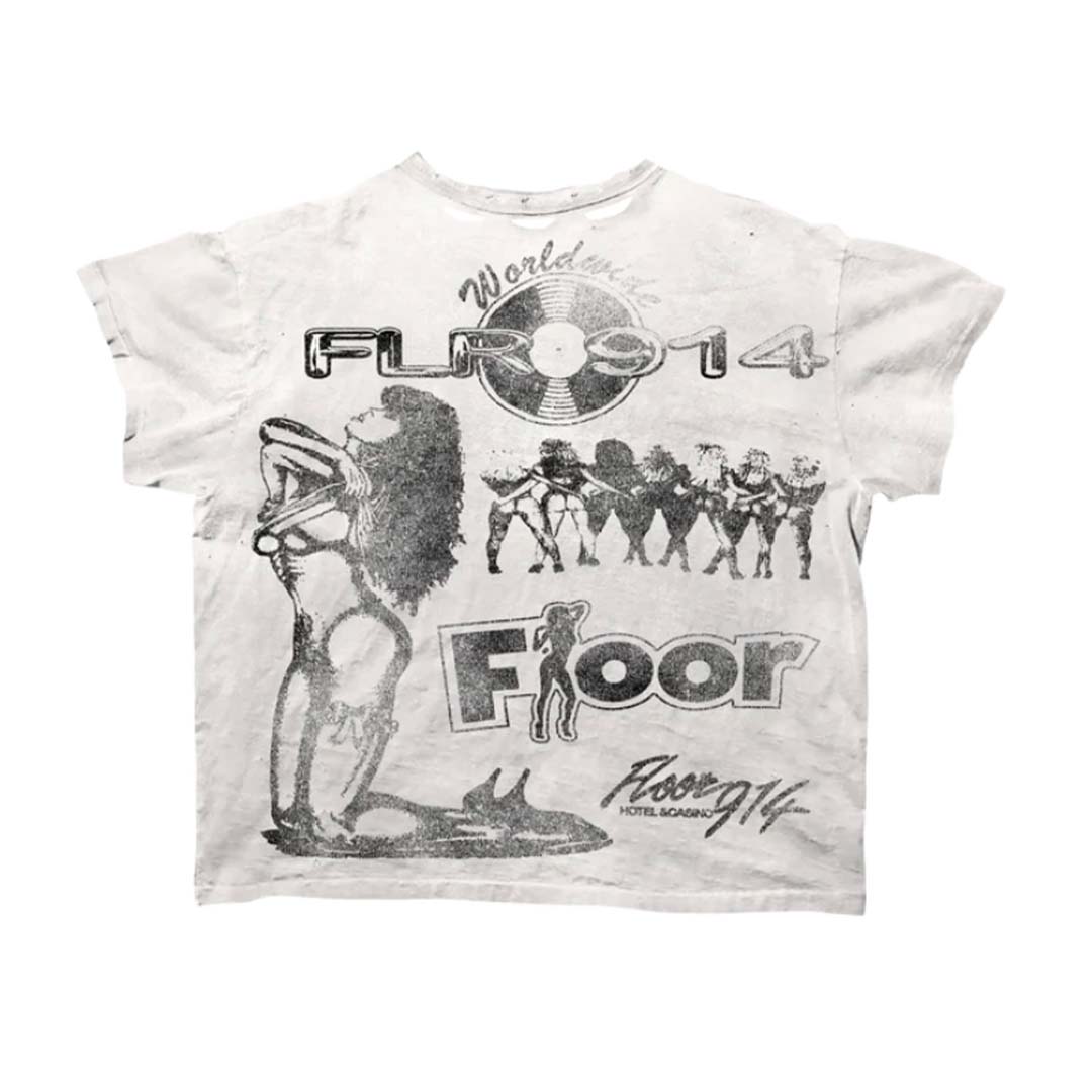 Floor 914 Club 914 Dirty Wash White Tee by Floor 914 - NWAHYPE No.1 for streetwear T-Shirts in USA