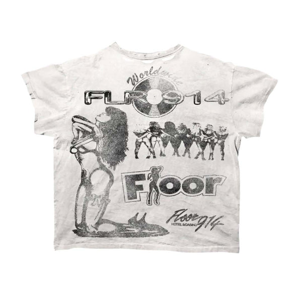 Floor 914 Club 914 Dirty Wash White Tee by Floor 914 - NWAHYPE No.1 for streetwear T-Shirts in USA