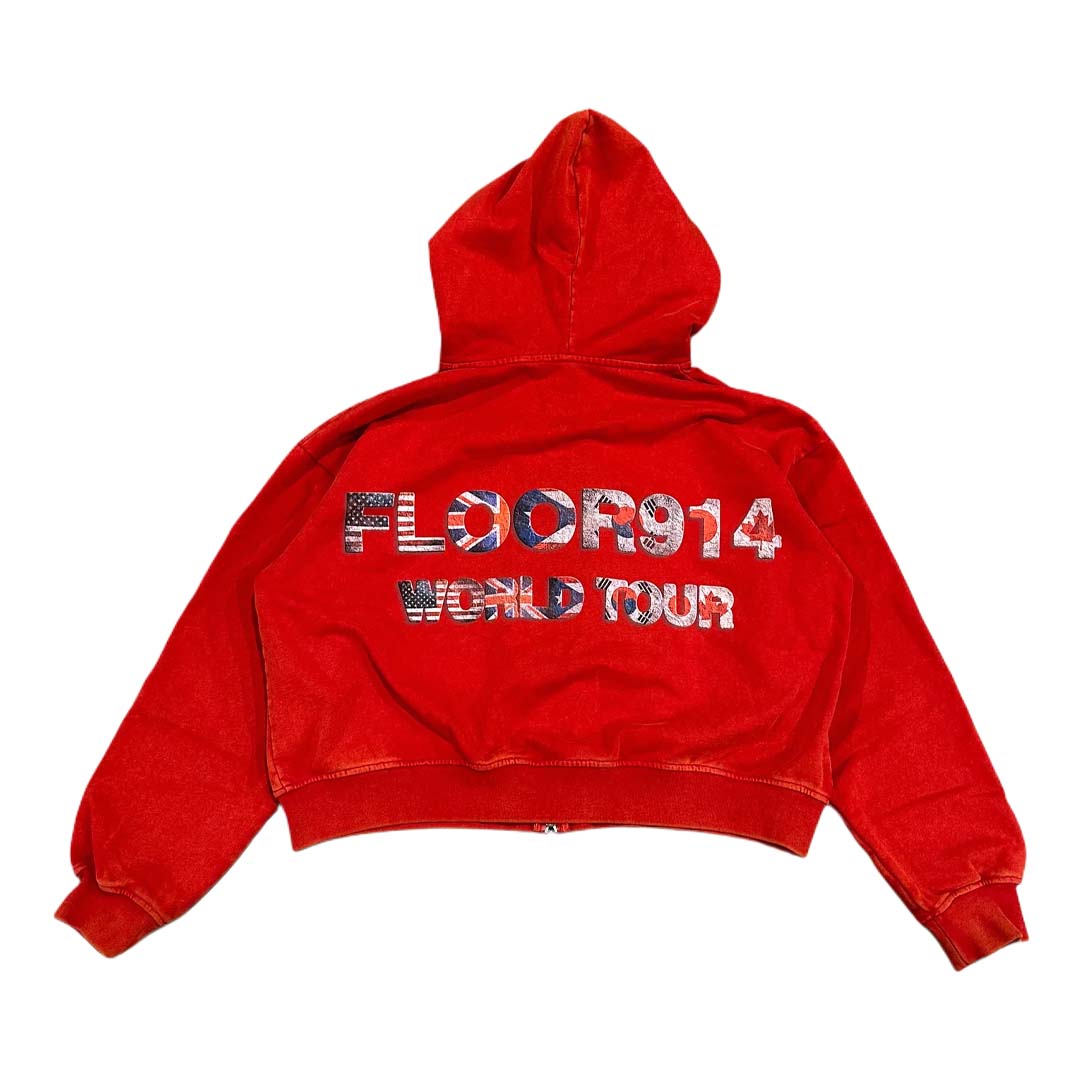 Floor 914 Flag Zip Hoodie Red by Floor 914 - NWAHype 1 for streetwear Hoodies in USA