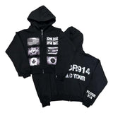 Floor 914 Flag Zip Up Hoodie Black by Floor 914 - NWAHype No.1 for streetwear Hoodies in USA