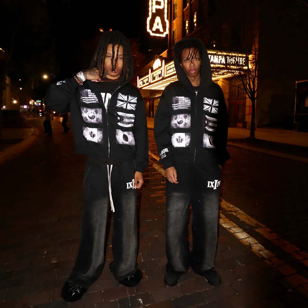 Floor 914 Flag Zip Up Hoodie Black by Floor 914 - NWAHype No.1 for streetwear Hoodies in USA