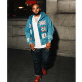 Floor 914 Flag Zip Up Hoodie Blue by Floor 914 - NWAHype No.1 for streetwear Hoodies in USA