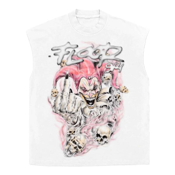 Floor 914 Jester White Sleeveless Tee by Floor 914 - NWAHYPE No.1 for streetwear T-Shirts in USA