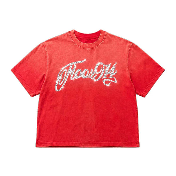 Floor 914 Logo Rhinestone Script Inferno Tee by Floor 914 - NWAHYPE No.1 for streetwear T-Shirts in USA