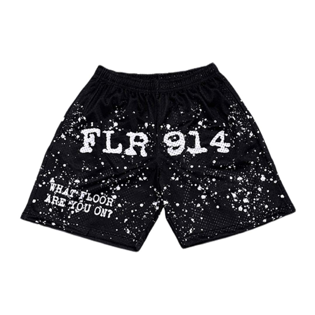 Floor 914 Paint Splatter Mesh Shorts Black by Floor 914 - NWAHype 1 for streetwear Shorts in USA