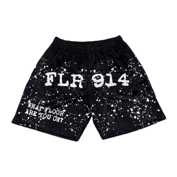 Floor 914 Paint Splatter Mesh Shorts Black by Floor 914 - NWAHype 1 for streetwear Shorts in USA