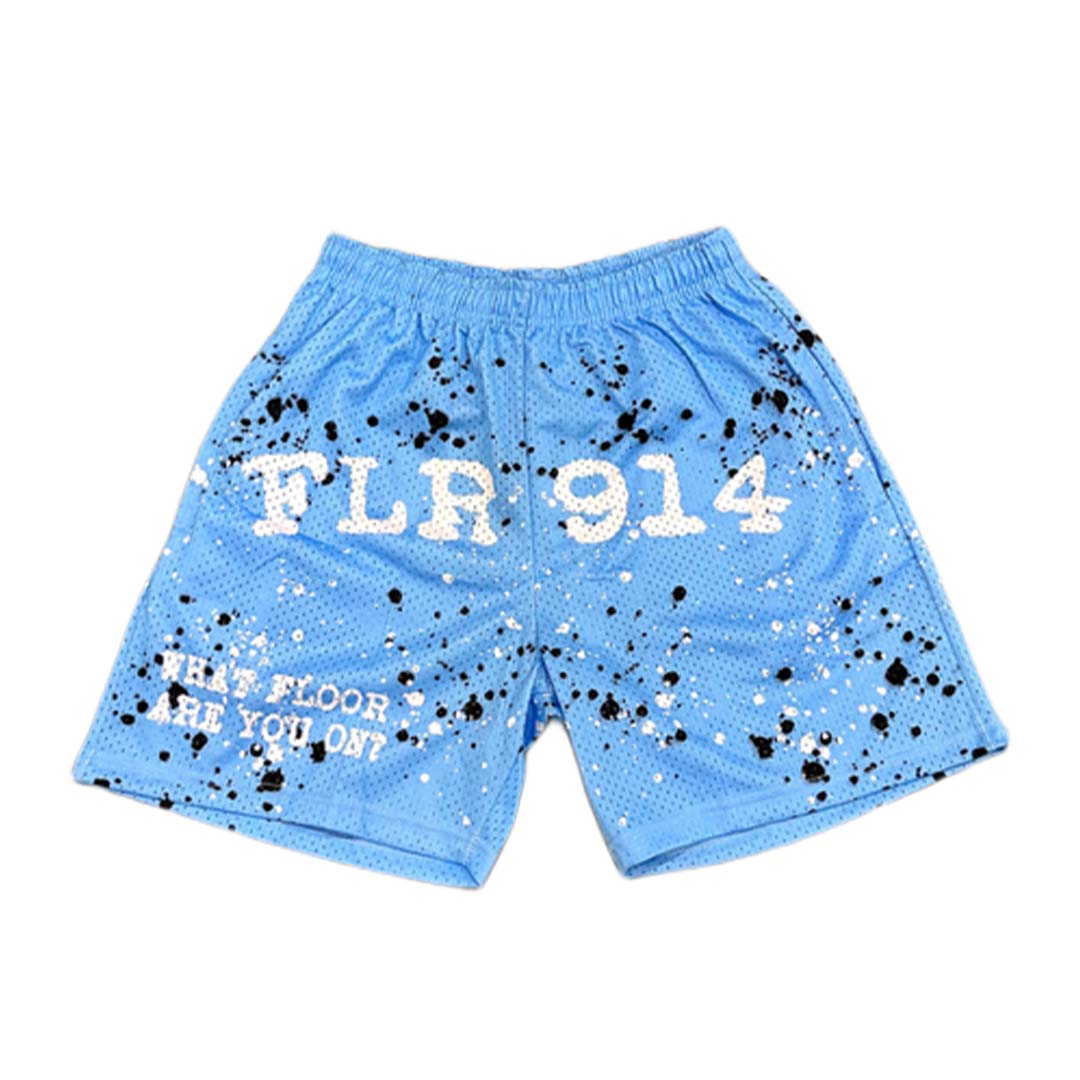 Floor 914 Paint Splatter Mesh Shorts Light Blue by Floor 914 - NWAHype 1 for streetwear Shorts in USA