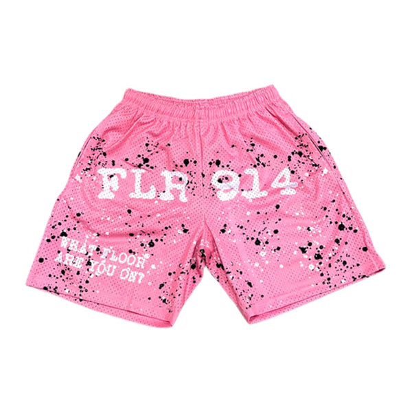 Floor 914 Paint Splatter Mesh Shorts Pink by Floor 914 - NWAHype 1 for streetwear Shorts in USA