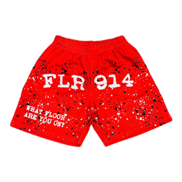 Floor 914 Paint Splatter Mesh Shorts Red by Floor 914 - NWAHype 1 for streetwear Shorts in USA