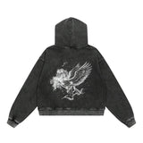 Floor 914 Pegasus Zip Hoodie Grey Wash by Floor 914 - NWAHype 1 for streetwear Hoodies in USA