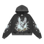 Floor 914 Pegasus Zip Hoodie Grey Wash by Floor 914 - NWAHype 1 for streetwear Hoodies in USA