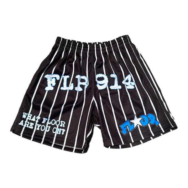Floor 914 Pinstripe Mesh Short Black Blue by Floor 914 - NWAHype 1 for streetwear Shorts in USA