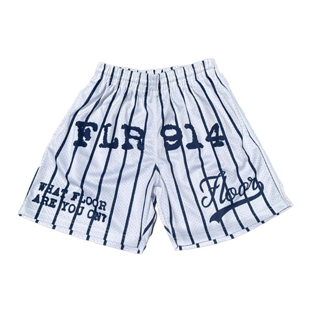 Floor 914 Pinstripe Mesh Short White Navy by Floor 914 - NWAHype 1 for streetwear Shorts in USA
