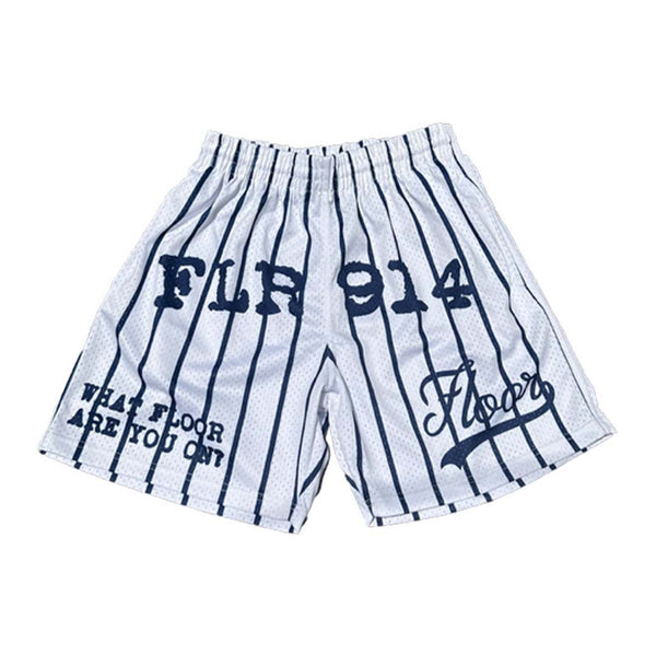 Floor 914 Pinstripe Mesh Short White Navy by Floor 914 - NWAHype 1 for streetwear Shorts in USA