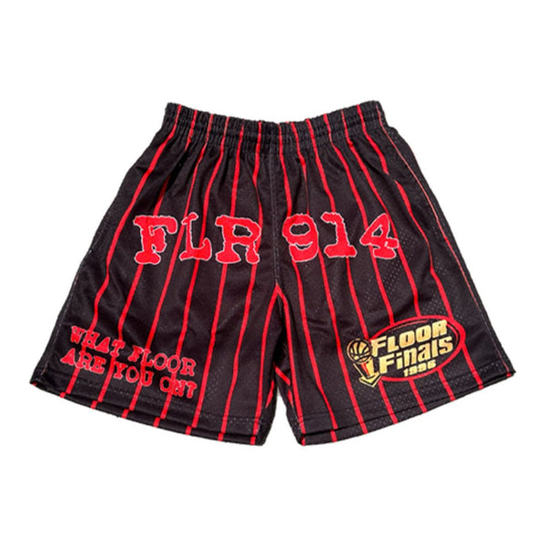 Floor 914 Pinstripe Mesh Shorts Black Red by Floor 914 - NWAHype 1 for streetwear Shorts in USA
