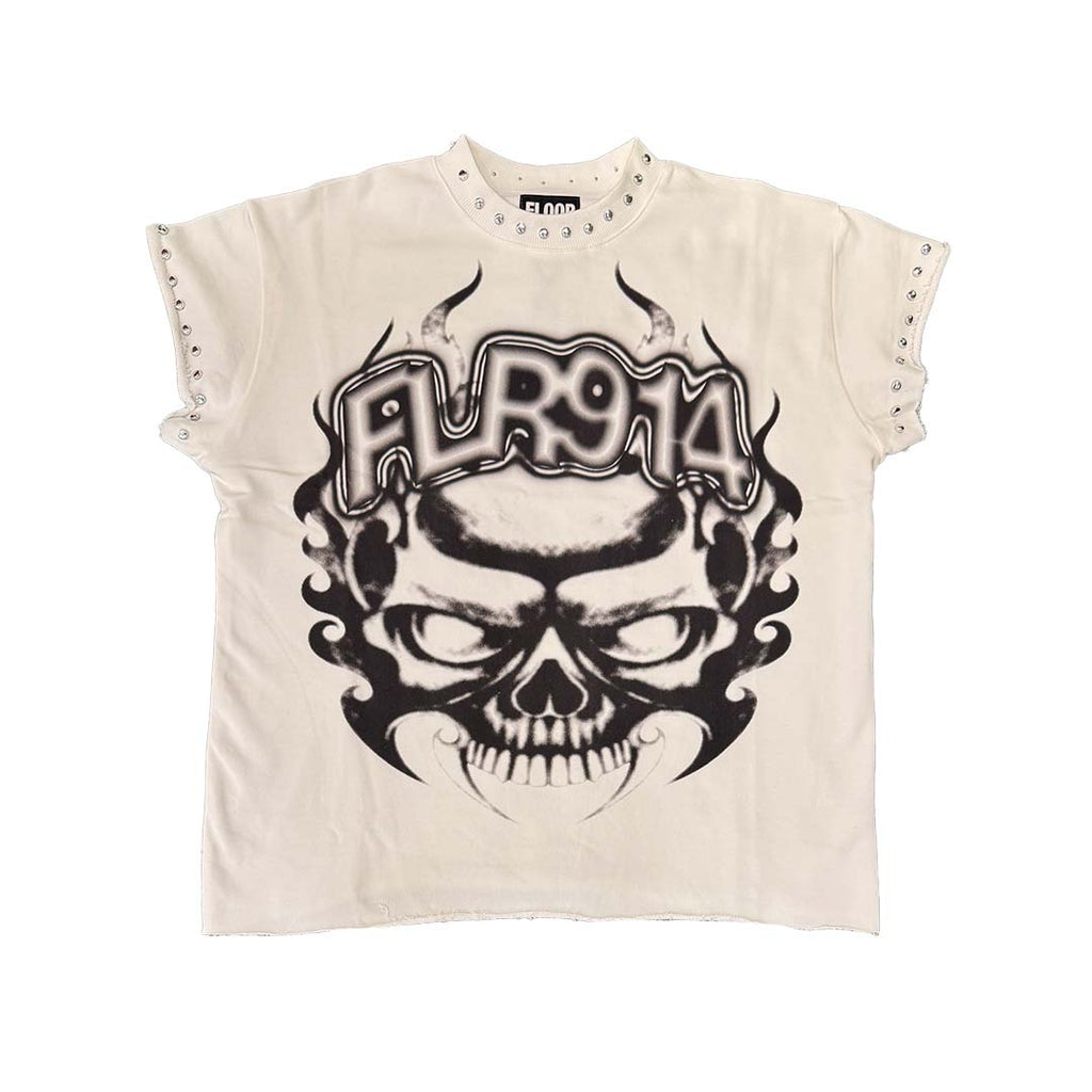 Floor 914 Skull Inferno Cutoff White by Floor 914 - NWAHype 1 for streetwear T-Shirts in USA