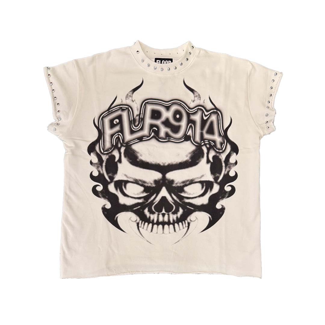 Floor 914 Skull Inferno Cutoff White by Floor 914 - NWAHype 1 for streetwear T-Shirts in USA