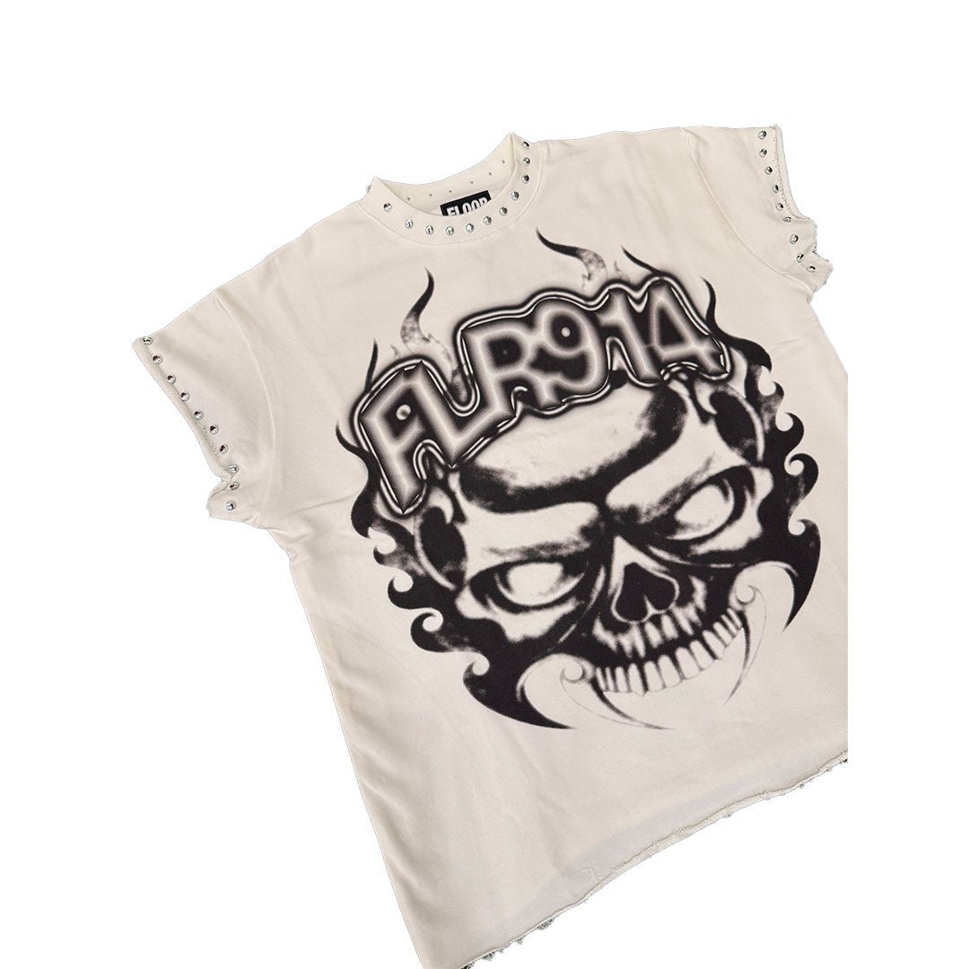 Floor 914 Skull Inferno Cutoff White by Floor 914 - NWAHype 1 for streetwear T-Shirts in USA