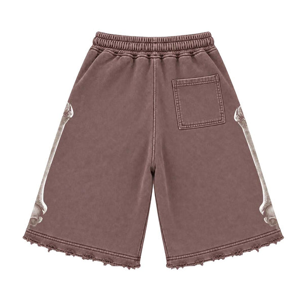 Floor 914 Skull Shorts Brown Wash by Floor 914 - NWAHYPE No.1 for streetwear Shorts in USA
